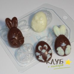 Кролик и цыпленок мультяшные (4 мини), форма пластиковая Кролик и цыпленок мультяшные (4 мини), форма пластиковая